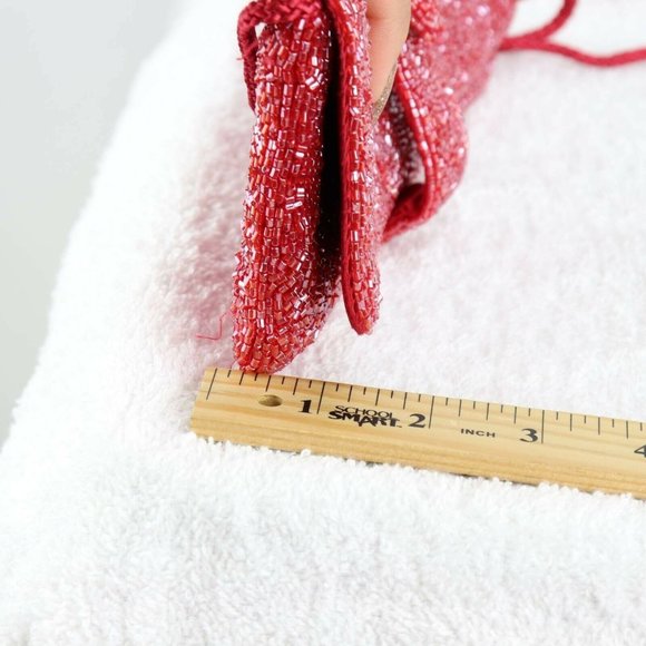 Preston & York Womens Crossbody Bag Red Glass Beaded Sling S - Picture 5 of 10